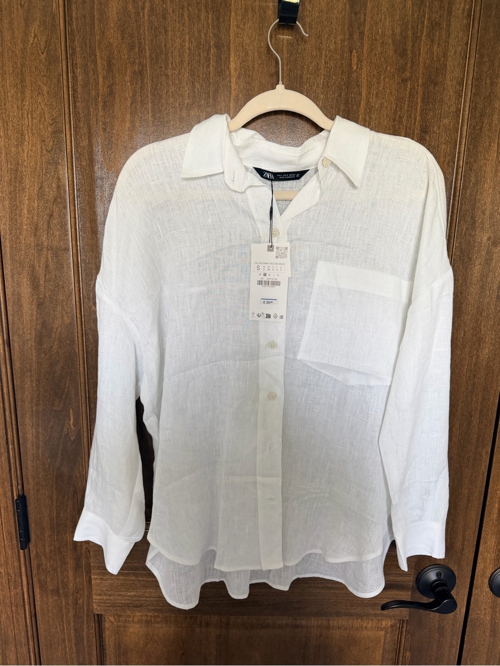 Zara White Linen Button-Up Shirt